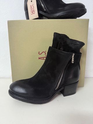 Botas A.S.98 Talla 38 Negras Piel Cremallera