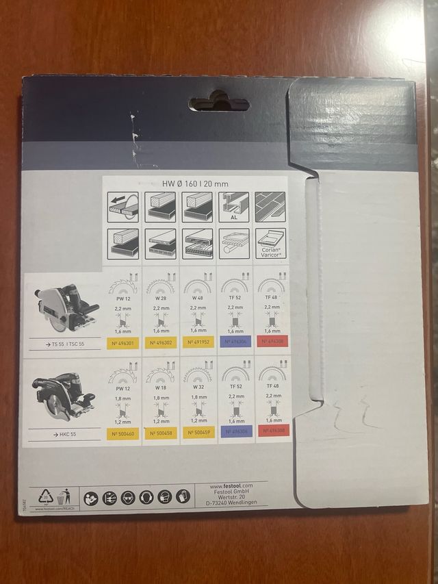 Disco Sierra Festool TS 55/TSC 55