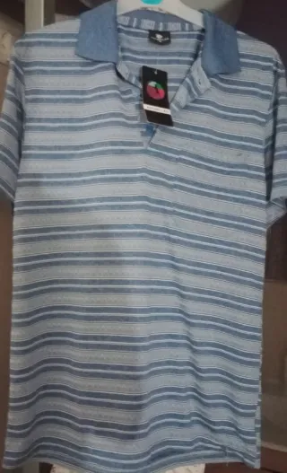 Camiseta Polo Rayas Talla M Azul Gris