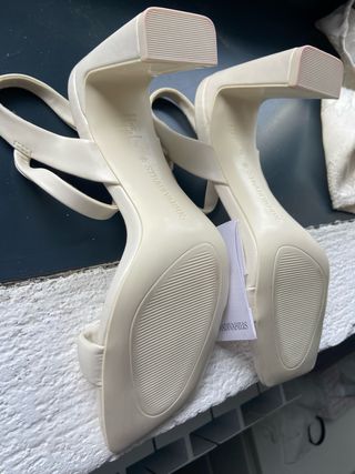 Sandalias Stradivarius Tacón Blanco Talla 35