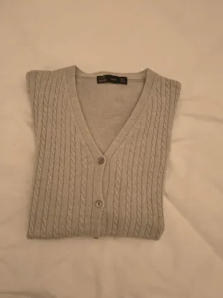 Chaqueta Zara Cable Knit Talla L Gris