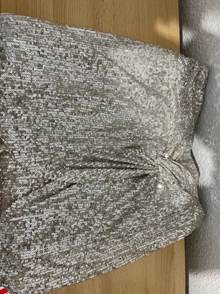 Falda lentejuelas plateadas talla S