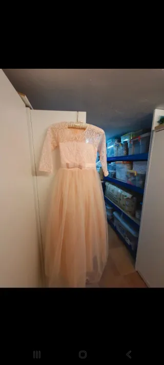 Vestido rosa largo encaje y tul
12 años. 152cm