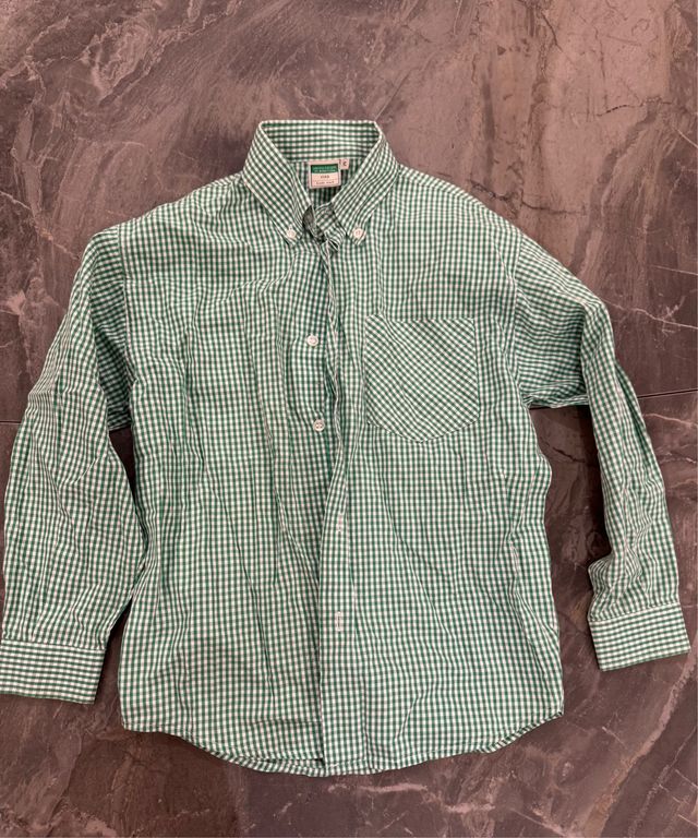 Camisa cuadros Benetton M verde/blanco