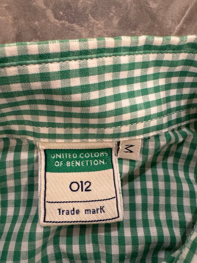 Camisa cuadros Benetton M verde/blanco