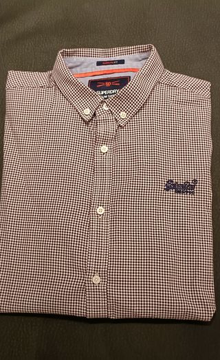 Camisa Superdry Cuadros Marrón y Blanco