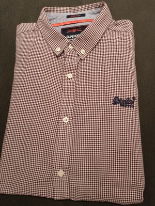 Camisa Superdry Cuadros Marrón y Blanco