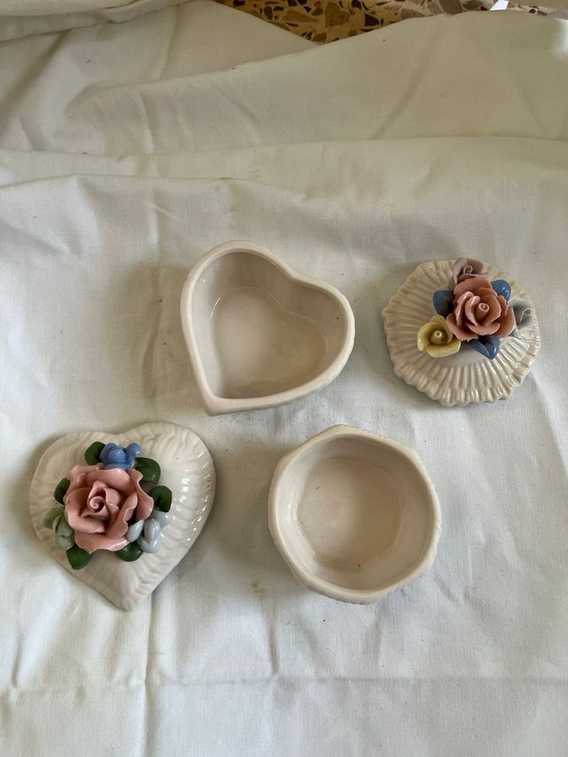 Juego de joyeros corazón flores