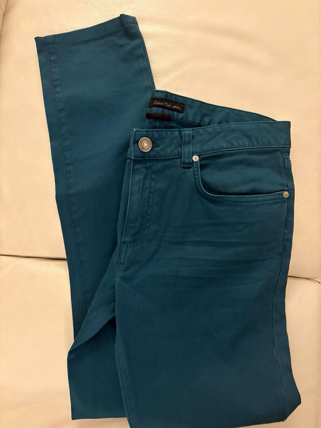 Pantaloni Calvin Klein Jeans Teal W32