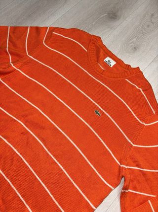 Jersey Lacoste Naranja Rayas Blancas Vintage