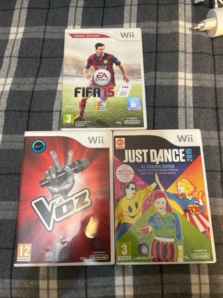 Pack 3 Videojuegos Wii: FIFA 15, La Voz, Just Danc