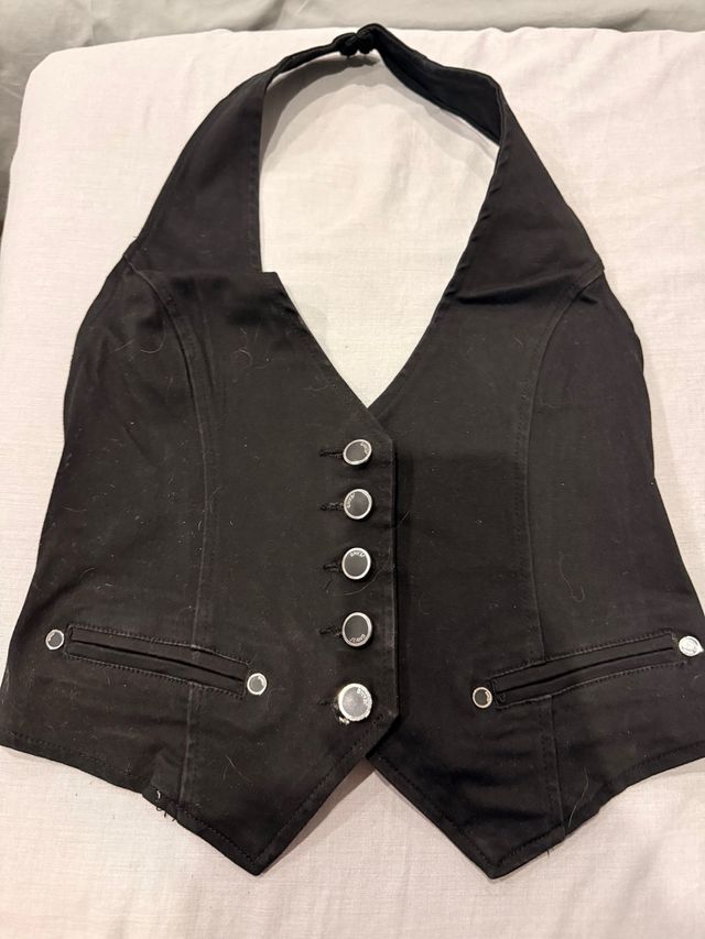 Chaleco negro halter mujer