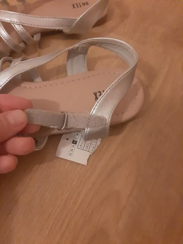 Sandalias TEX plateadas talla 36