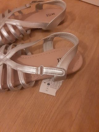 Sandalias TEX plateadas talla 36