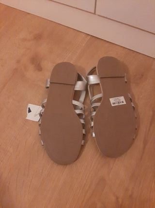 Sandalias TEX plateadas talla 36