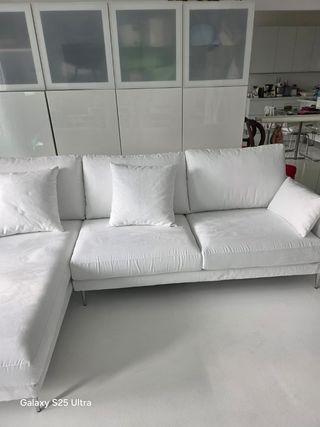 Divano Poltronesofà bianco tessuto