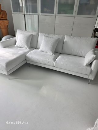 Divano Poltronesofà bianco tessuto
