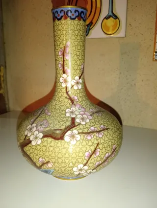 Jarrón antiguo chino Original cloisonné flores