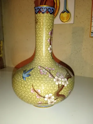 Jarrón antiguo chino Original cloisonné flores