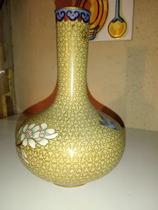 Jarrón antiguo chino Original cloisonné flores