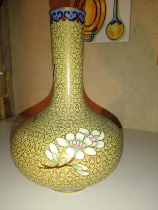 Jarrón antiguo chino Original cloisonné flores