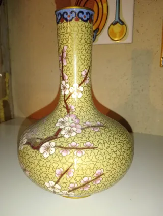 Jarrón antiguo chino Original cloisonné flores