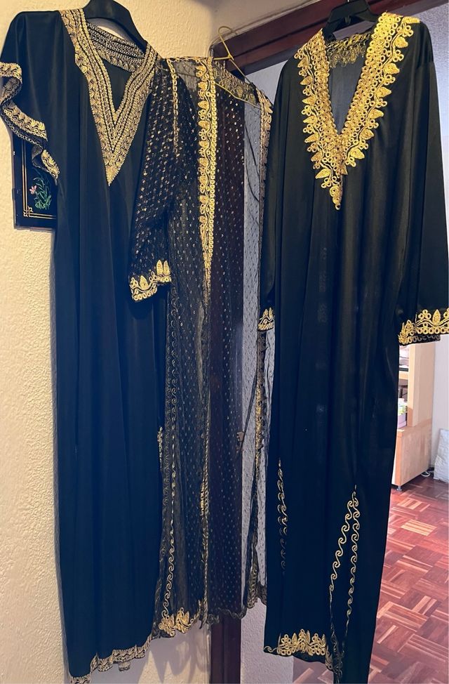 Conjunto Caftán Egipcio Negro y Dorado