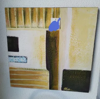 Tela abstrata 40x40 cm tons amarelos