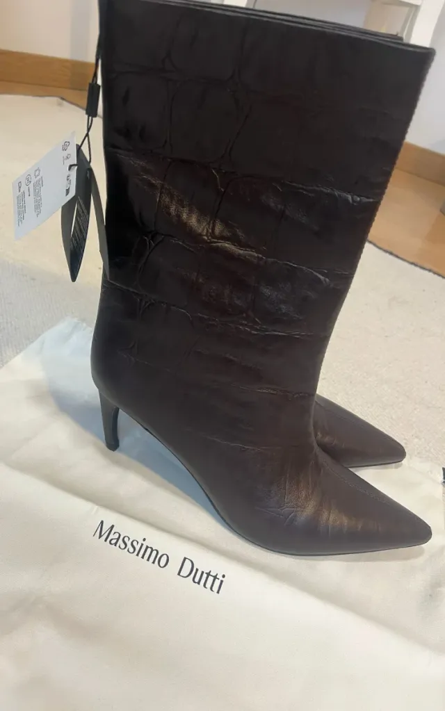 Botines Massimo Dutti Piel Tacón Marrón