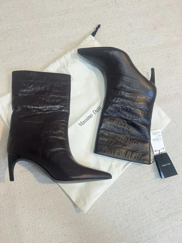 Botines Massimo Dutti Piel Tacón Marrón