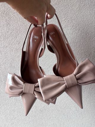 Zapatos Zara lazo beige/rosa Talla 38