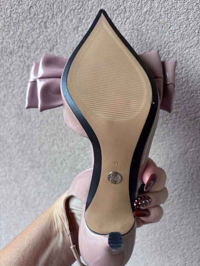 Zapatos Zara lazo beige/rosa Talla 38