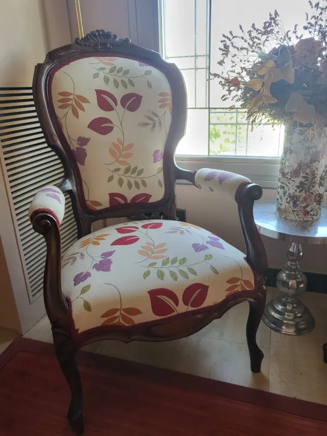 Pareja Sillones Luis XV Vintage Tapizado Floral