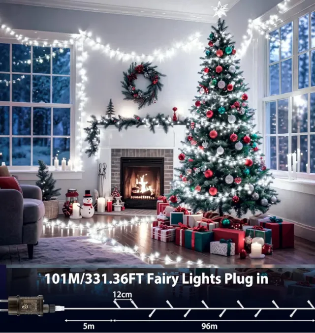 100M Guirnalda Luces LED Blanca Luces Navidad