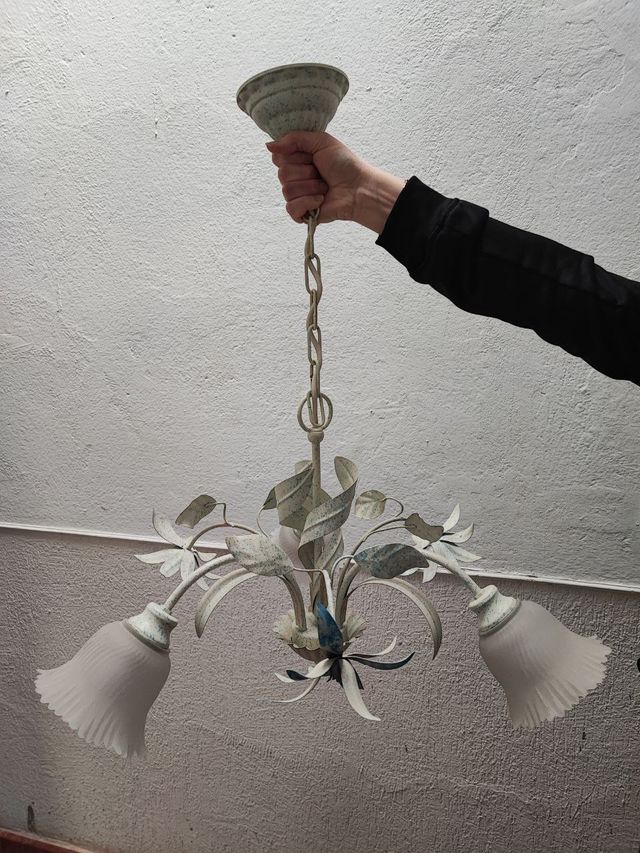 Lámpara de techo floral metal y cristal