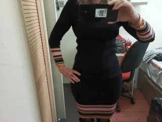 Vestido punto Kling negro y naranja Talla S