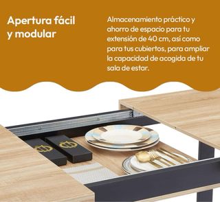 Mesa Comedor Extensible Madera y Metal