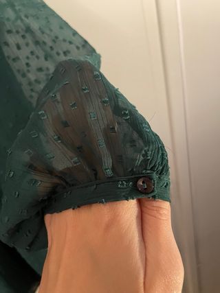 Vestido Zara bordado floral verde