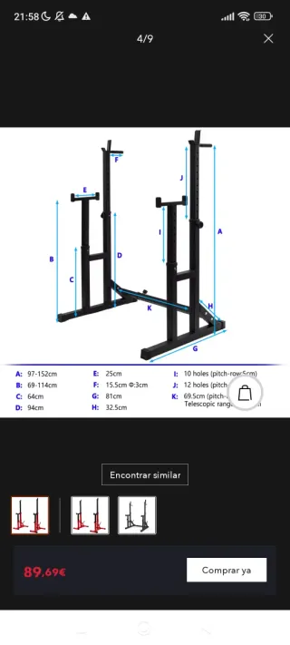 Rack/Soporte para pesas home gym