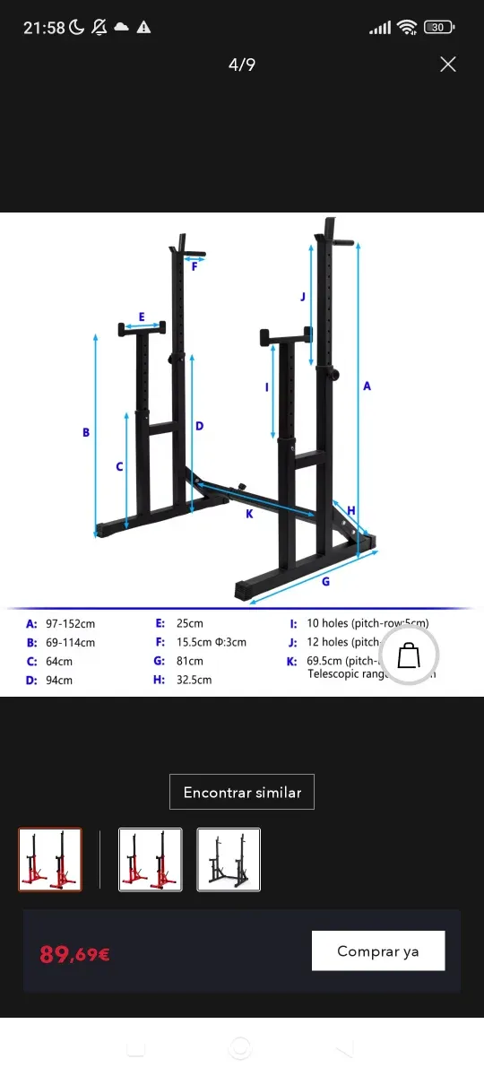Rack/Soporte para pesas home gym