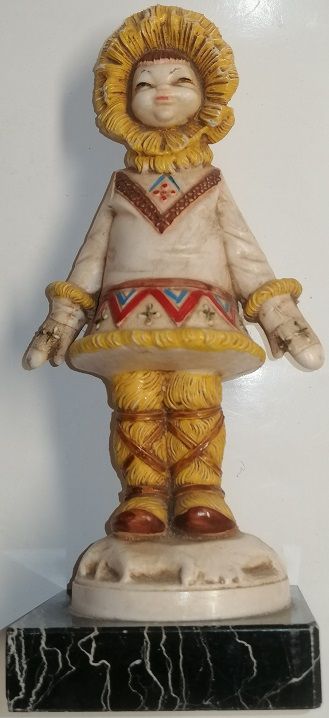 Vintage Estátua Rapariga Esquimó - Genuine Carrara