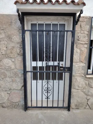 Puerta aluminio y verja de hierro