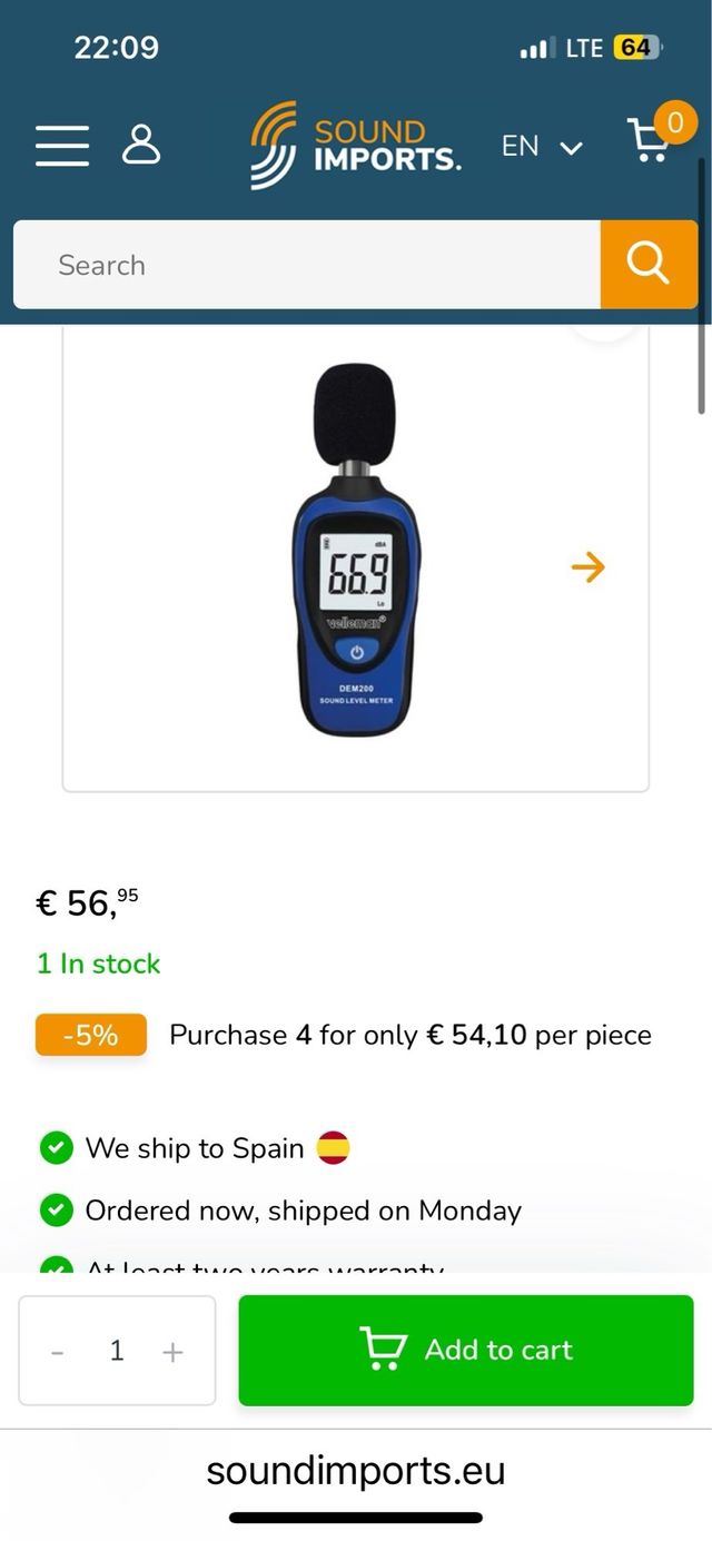 Medidor de ruido Velleman DEM200