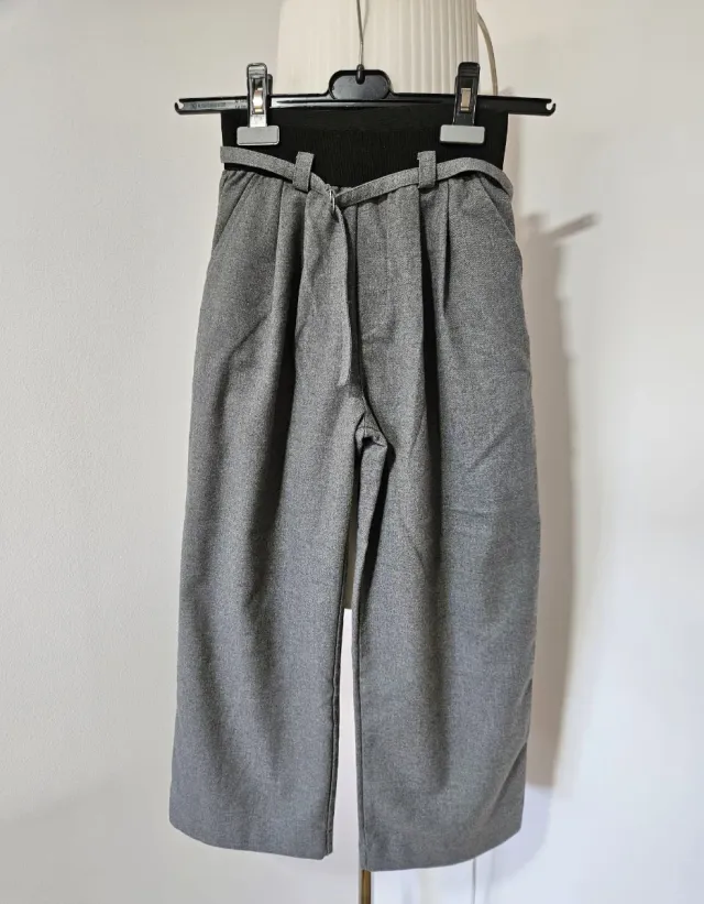 Pantalón vestir ZARA niña gris cinturón 11-12 años