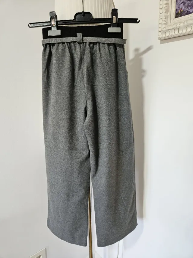 Pantalón vestir ZARA niña gris cinturón 11-12 años