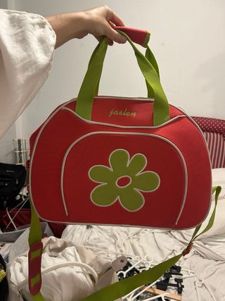 Bolsa de viaje Jaslen rosa y verde