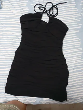 Vestido Zara Fruncido Negro