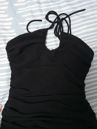 Vestido Zara Fruncido Negro