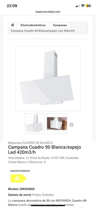 Campana Extractora Mepamsa Cristal Blanca