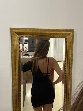 Vestido fiesta asimétrico pedrería, de boutique